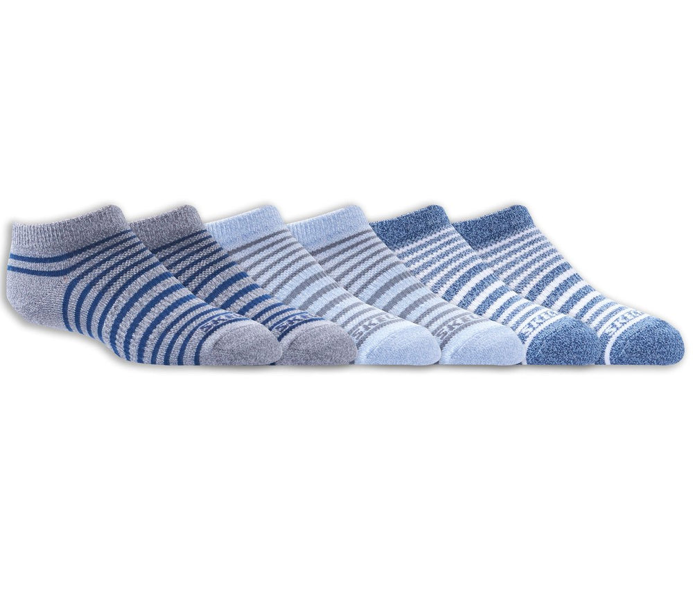 Skechers 6 Pack Striped No Show Socks - Kids|Clothing