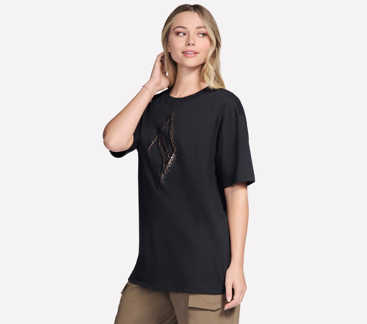 Skechers Gold Splatter Diamond Short Sleeve Tee - Women