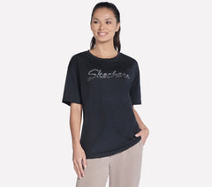 Skechers Script Diamond Studded Short Sleeve Tee - Women