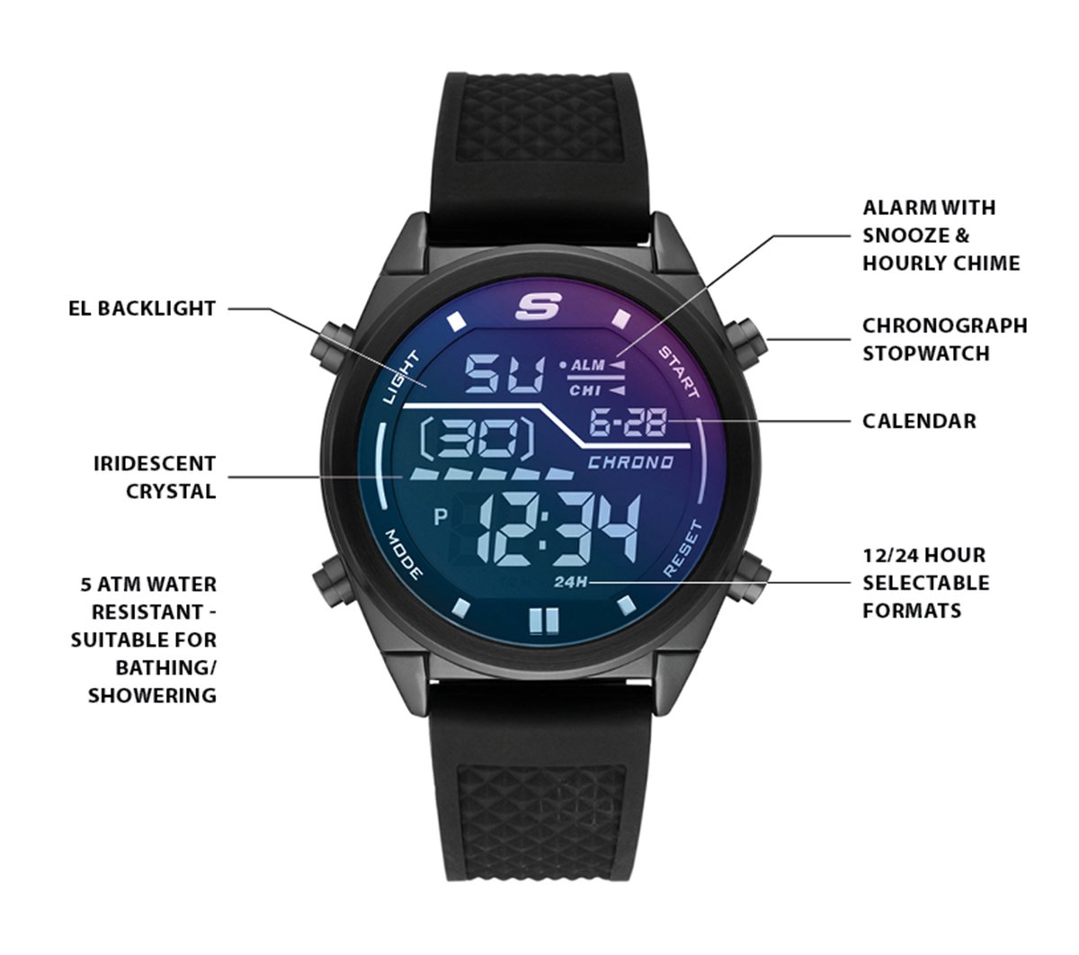 Skechers Accessories Blue Face Digital Watch - Men|Clothing