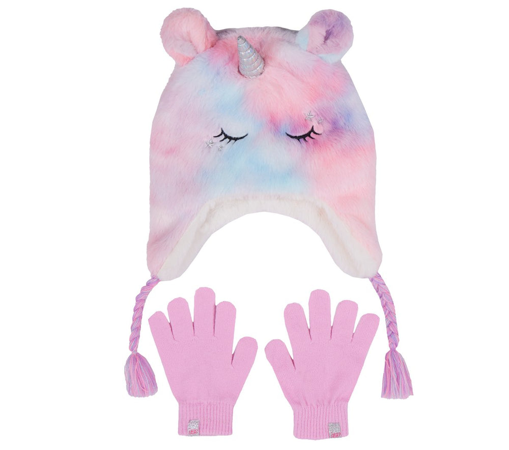 Skechers Cold Weather Plush Tie-Dye Unicorn Hat Set - Kids|Clothing