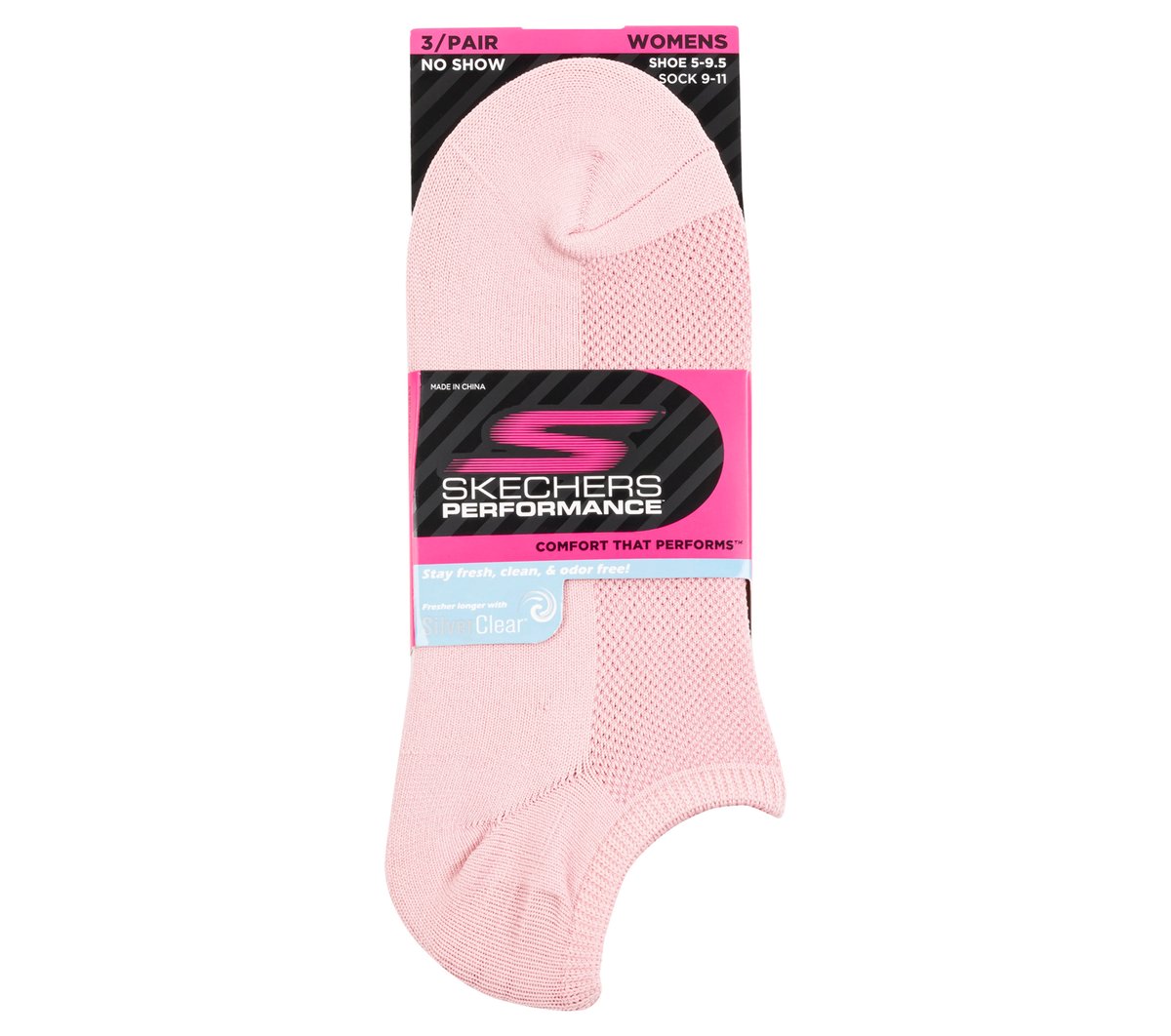 Skechers 3 Pack No Show Stretch Socks - Clothing