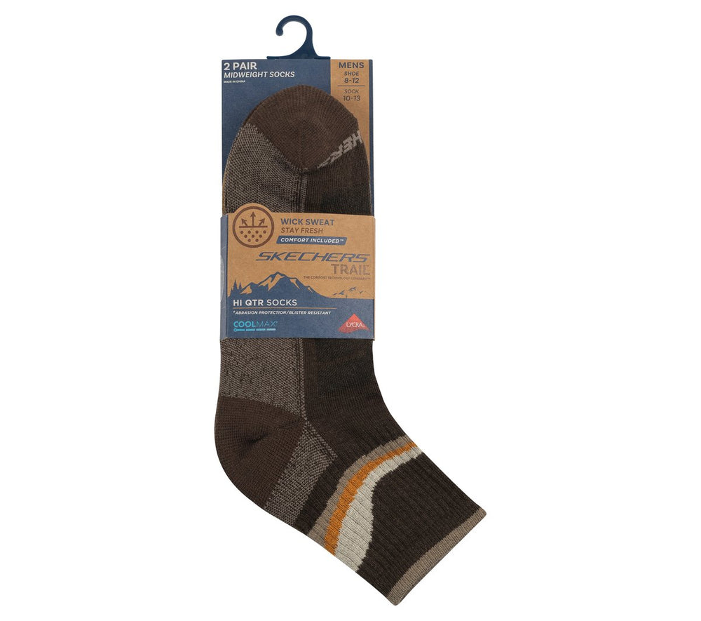 Skechers 2 Pack Men's Quarter Trail Socks - Clothing