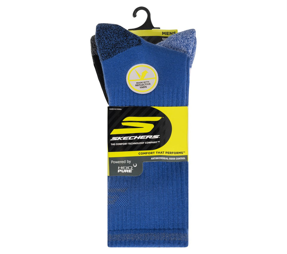 Skechers 3 Pack Men's Reflective Performance Crew Socks - Clothing